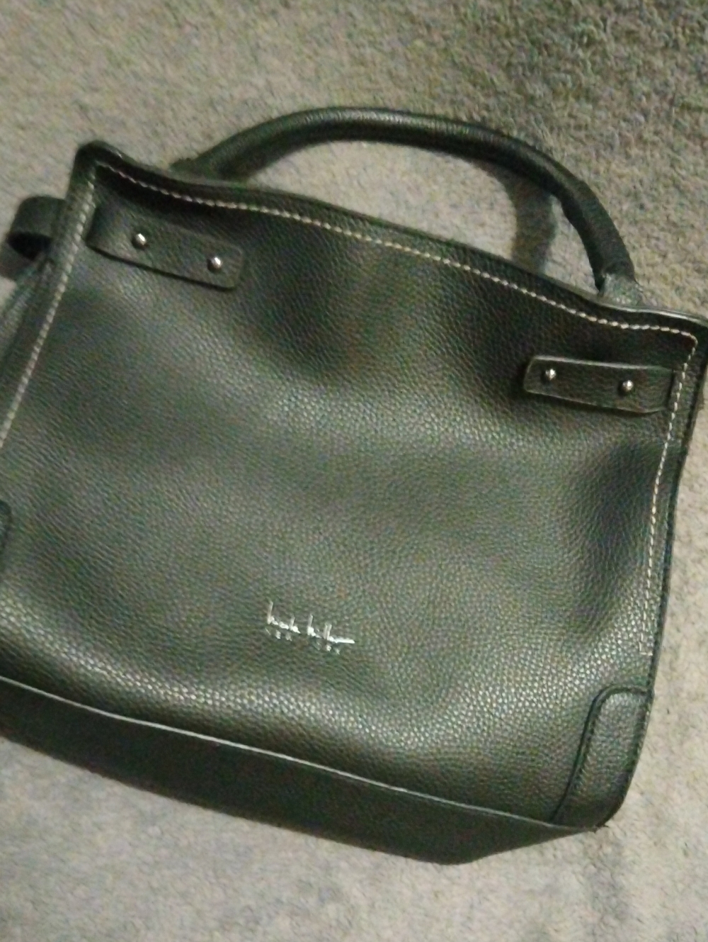 Black Leather Tote Bag - Men